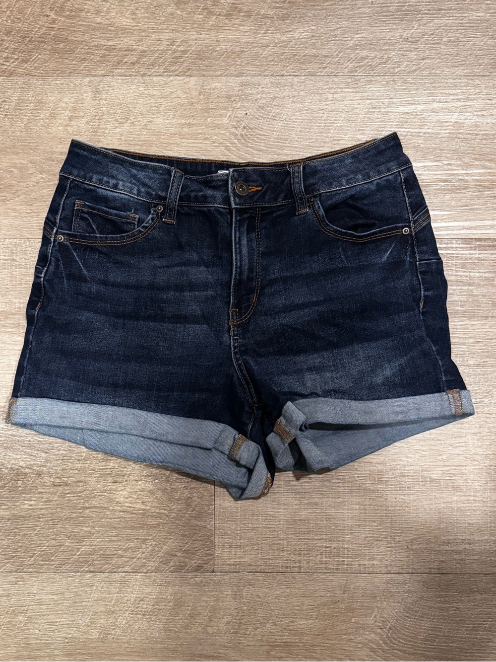 Wax Jean Dark Blue Rolled Cuff Denim Shorts